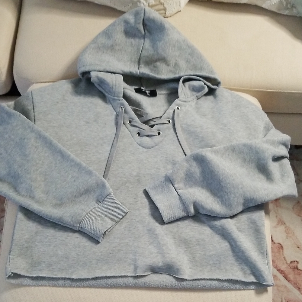 Jolie & Joy Gray Lace-Up Hoodie